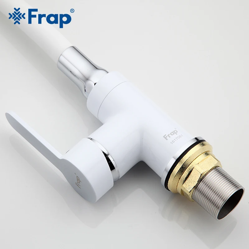  Frap new white Kitchen sink Faucets mixer Chrome Brass Single Handle 360 Degree Rotation Hot and co - 32836741925