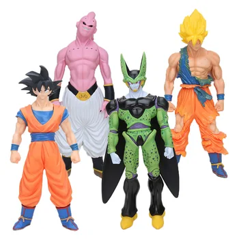 

44cm -47cm Dragon Ball Z Super Saiyan Son Goku The Last Boss Buu prefect cell PVC Action Figures Toys Super Size Dolls Toy