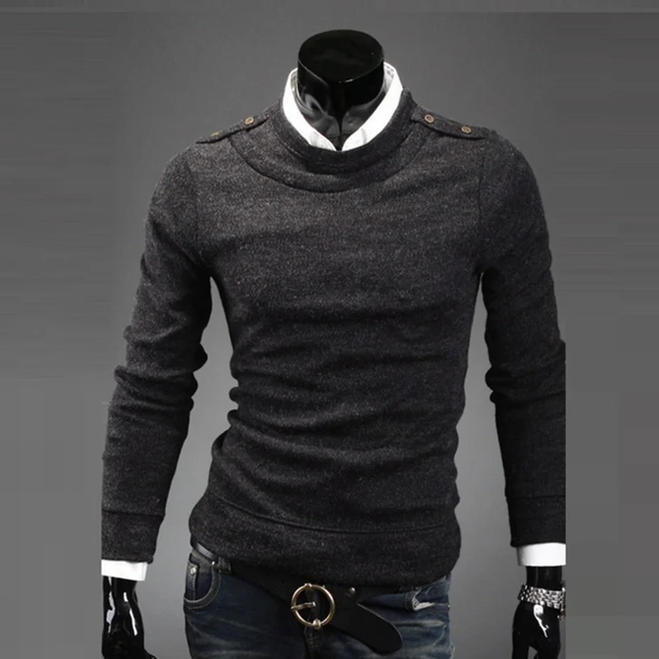 Zogaa Autumn Winter Men Sweater Men Solid Color O Neck Sweater Male Slim Fit Base Warm 3