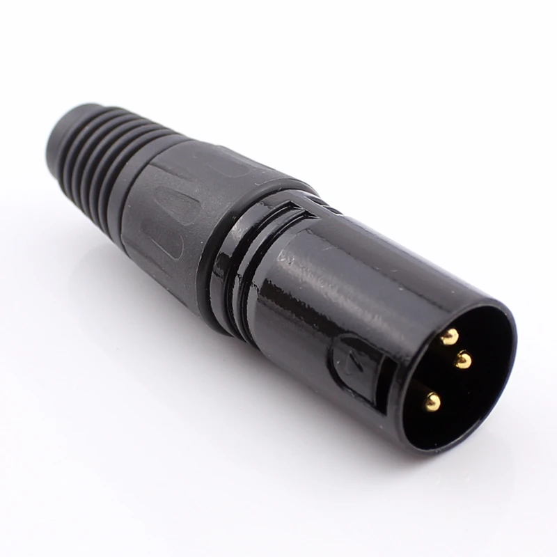 2PCS 3 pin XLR Audio Cable Connector MIC Gold Plated Plugin Connectors