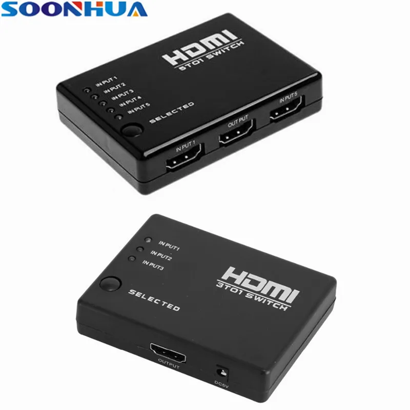 

SOONHUA 3 5 Port High Quality HDMI Mini Switcher For HDTV PS3 With IR Remote Control Extender Receiver Splitter Switch Selector