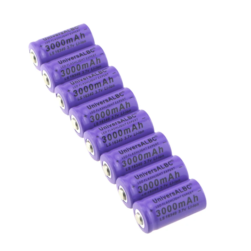 

3000mAh Rechargeable Li-ion 16340 Battery UniversALBC LED Flashlight Expert 3000mAh LS 16340 3.7V Li-ion Purple Color