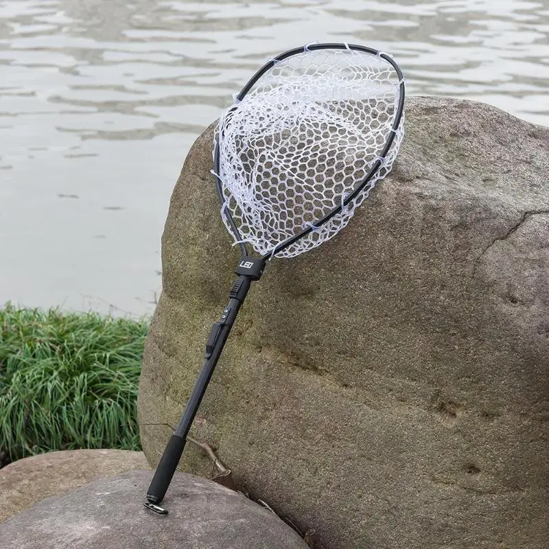 Складной алюминиевый сплав складной Fly треугольник Brail Большая Нейлоновая рыболовная сеть телескопическая портативная ловушка для ловли рыбы