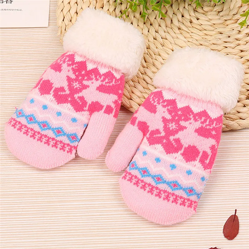 

Chridren Cute Girl Elk Keep Warm Knitted Cashmere Glove rekawiczki guantes luvas eldiven handschoenen 40FE22