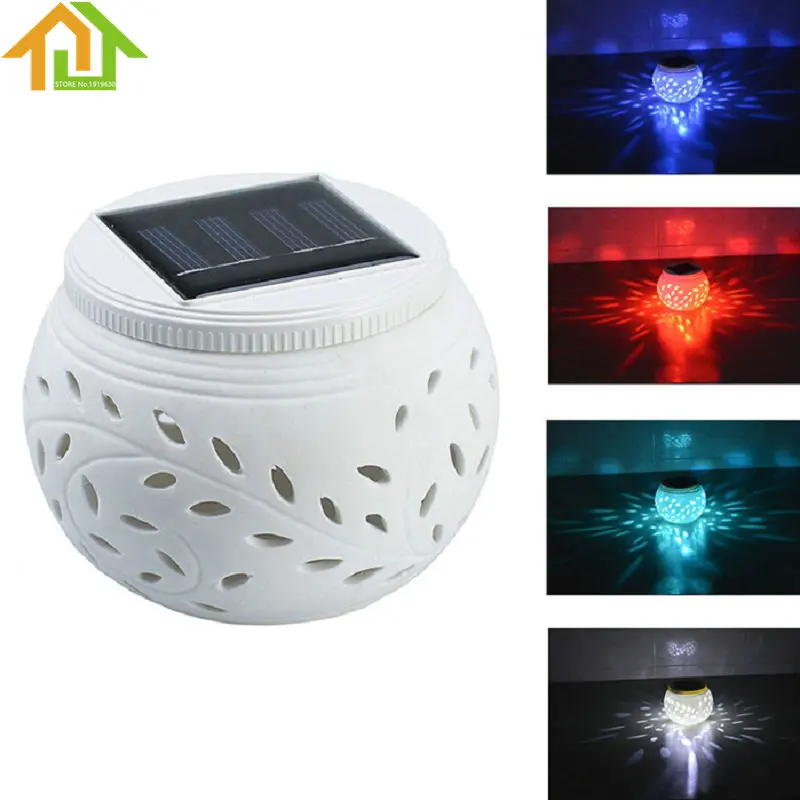 

Filigree LED Solar Color Changing Ceramic Sun Powered Globe Ball Table Light Garden Lamp