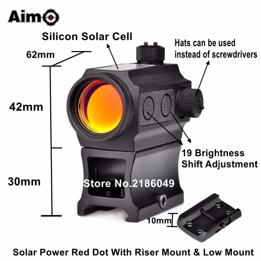 

Aim-O Red Dot Gun Scope Optic Sight Holosun Aiming Device QD High Rail Riser Mount Kill Flash Filter combo AO5069