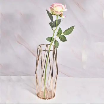 

Home Decor Table Decoration Crafts metal shell + glass Bottles Flower vase A122