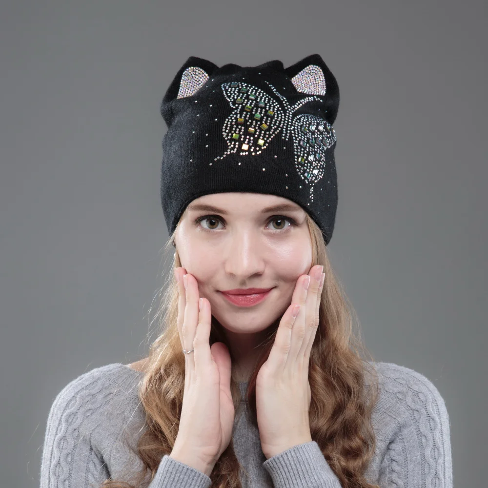 OHCOXOC Новый дизайн женские шапочки Skullies Милая принцесса девочка осень зима шапка с