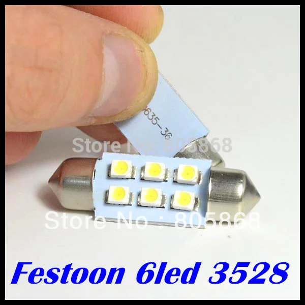 Бесплатная доставка 10 шт./лот c5w led гирлянда 6smd 31 мм 36 39 42 3528 1210 SMD купольный свет для