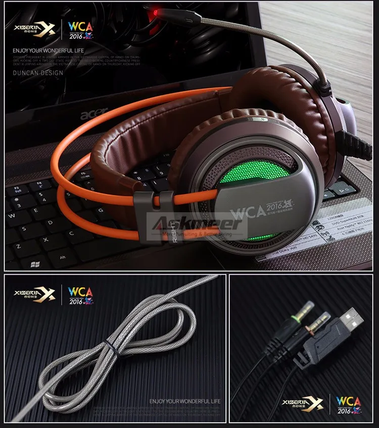 Best Computer Gaming Headset Headband with Microphone Mic XIBERIA V10 Heavy Bass  Stereo Game Headphone Light for PC Gamer (5)