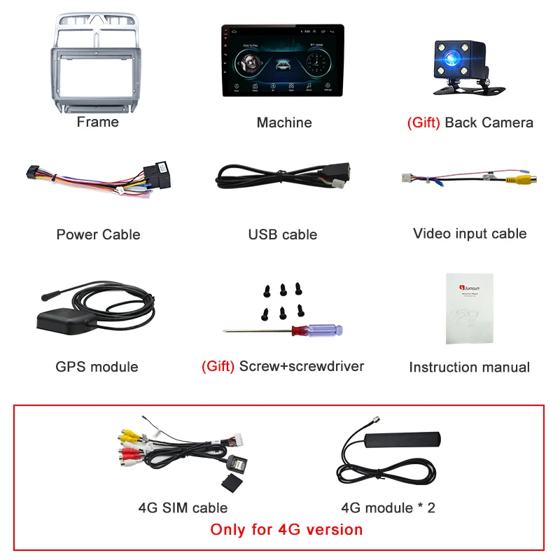 Excellent Junsun 2G+32G Android 8.1 4G Car Radio Multimedia Player For Peugeot 307 2008 2002-2013 Navigation GPS Auto 2 din radio coche 5
