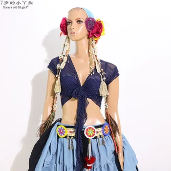 

5Colors Belly Dance Clothes Tops Women Sexy Mesh Top Front Cross Crop Halter Deep V Neck Short Sleeve Top CSS100