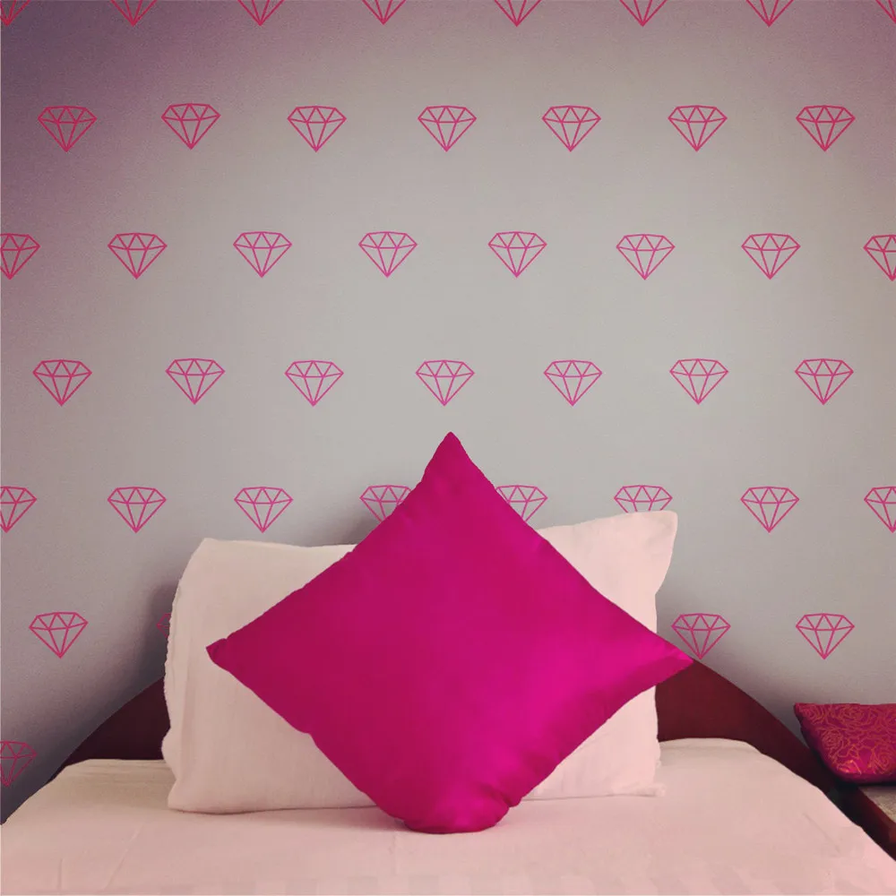24 pcs modern diamond pattern vinyl wall decal set, bling jem stone