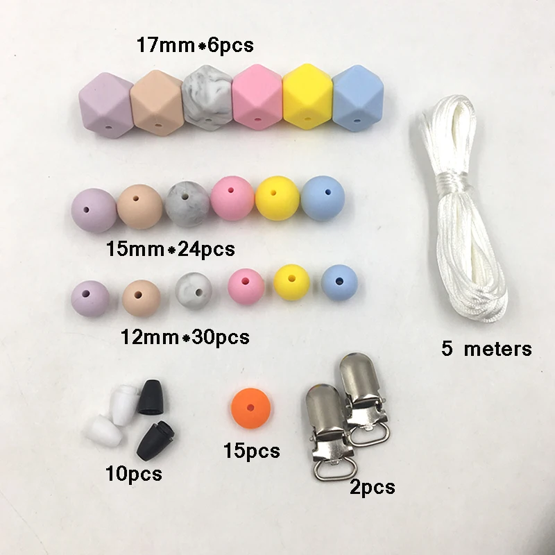 Baby Silicone Teething DIY Crafts Set Pacifier Clips Toy Safe And Natural Silicone Bead Teether Baby Nursing Necklace Pendants Baby Silicone Teething DIY Crafts Set Pacifier Clips Toy Safe And Natural Silicone Bead Teether Baby Nursing Necklace Pendants