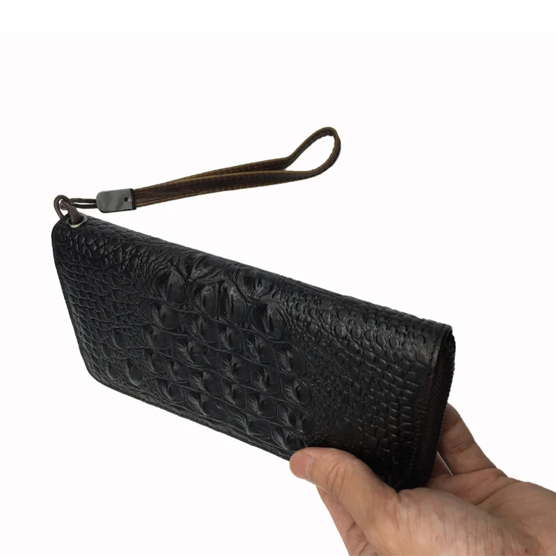 

Vintage Cowhide Leather Long Card Wallet Genuine Leather Men Alligator Wallets