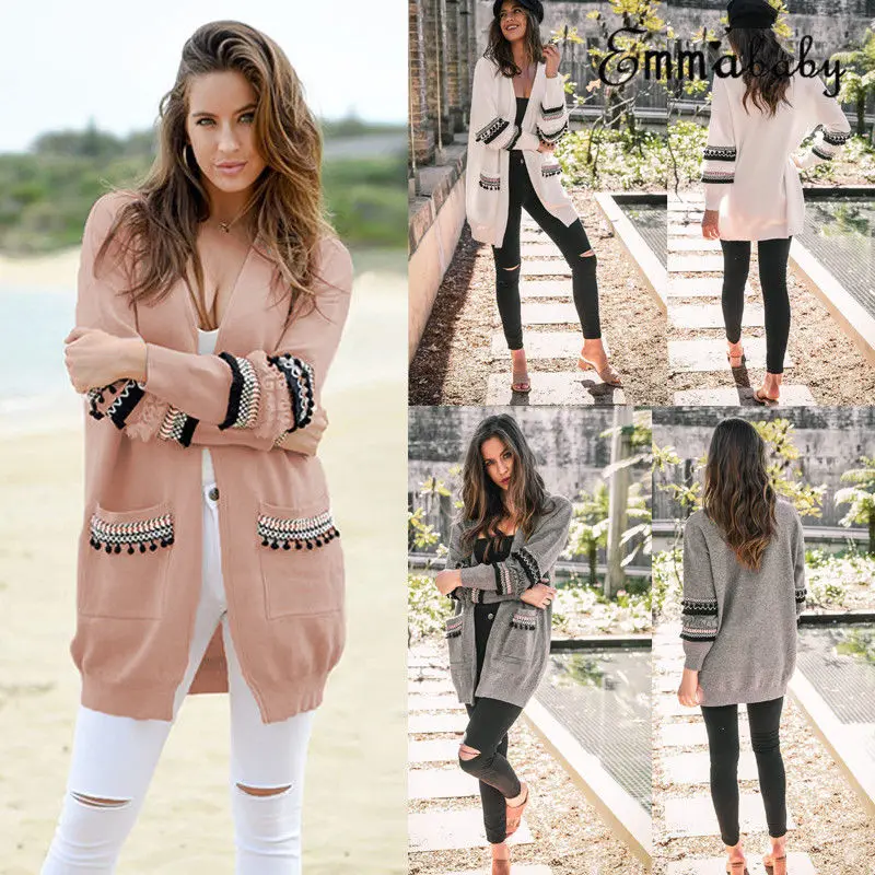 

2018 New Autumn Winter Women Clothes Fashion Long Sleeve Cardigan Tops Lady Casual Long Open Coat Outwear Clothes