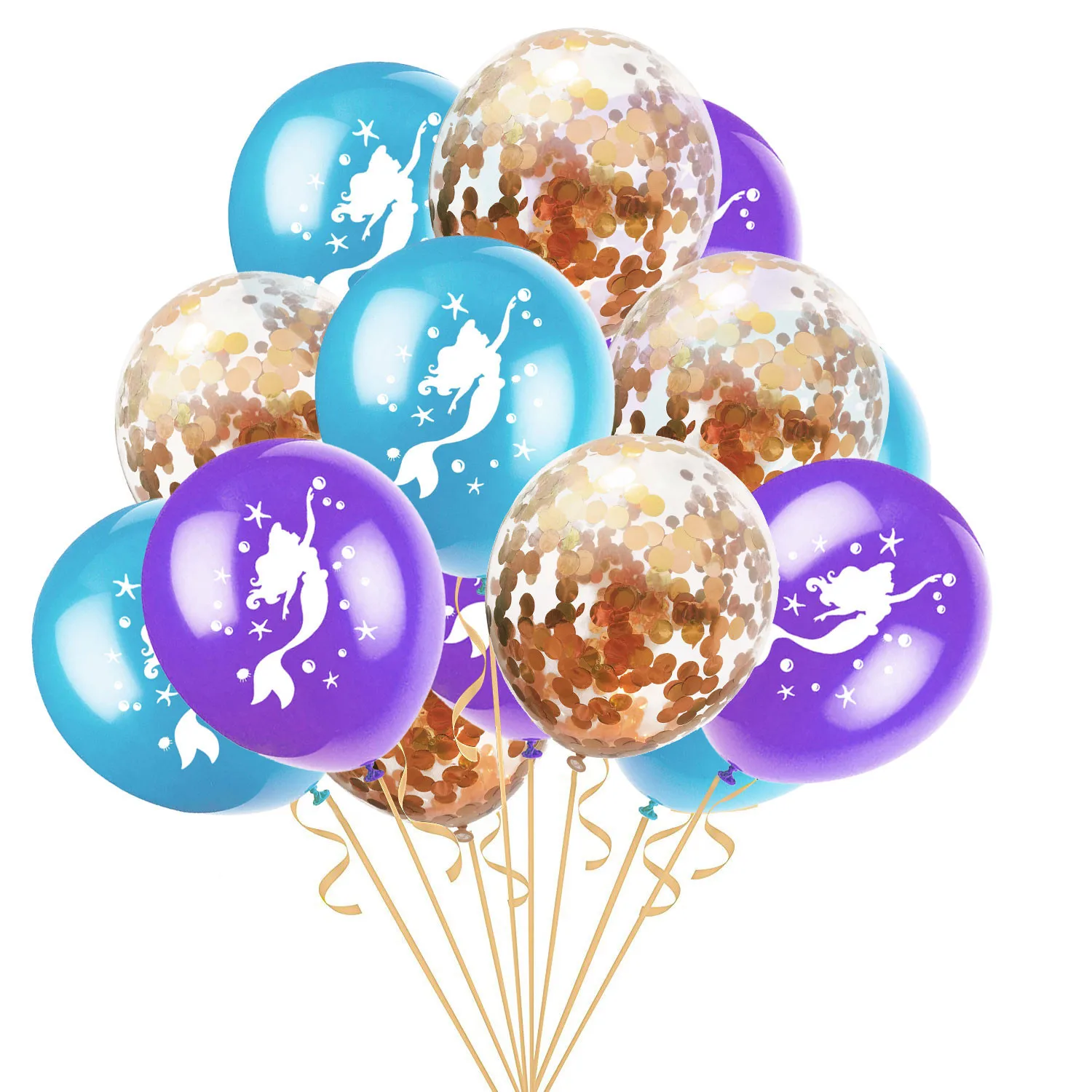 Вечерние принадлежности в стиле Русалочки, украшение в виде Русалочки, воздушный шар для детей на день рождения, Свадебный декор - Цвет: 15pcs 12inch balloon