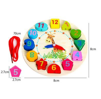 Конструктор из дерева цифровой геометрические часы игрушка фигурные блоки Детская Монтессори Развивающие игрушки для детей маленьких мальчиков GYH - Цвет: giraffe