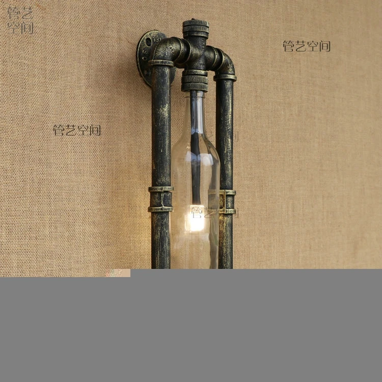 

style rural wine bottle water pipe LOFT restaurant bar coffee shop clothing store American energy-saving lamp wall lamp