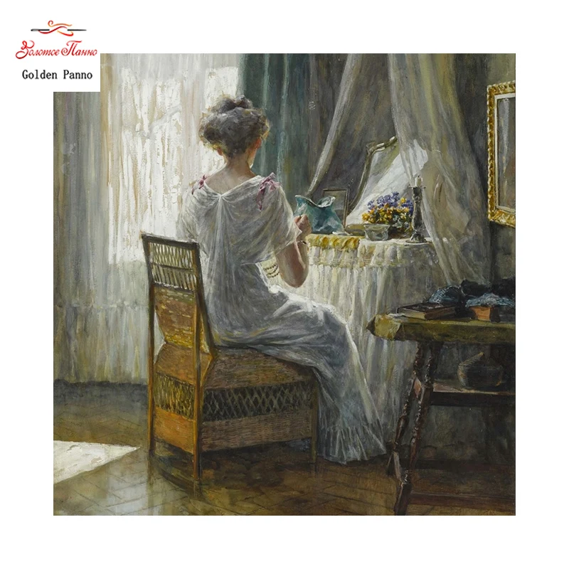 

Golden Panno,Silhouette woman,sleeping baby,pattern print canvas DMC 14CT 11CT DMS Cross Stitch Embroidery Needlework kits Sets
