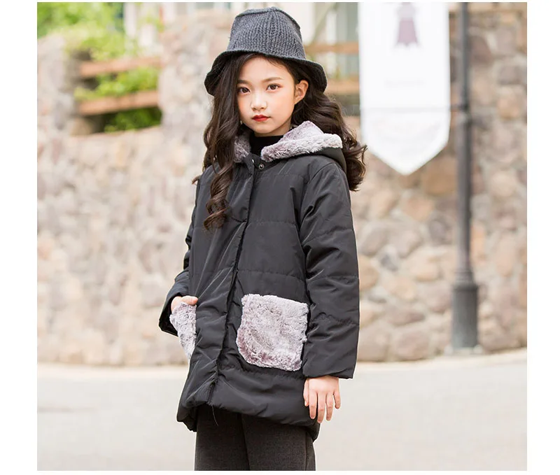 fleece hooded warm coats and jackets kids winter tops for teenage girls outerwear clothing children patchwork pockets warm coats (4)