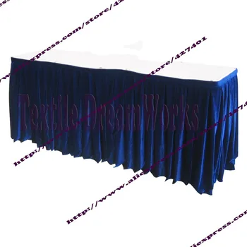 

360cm Length X 73cm Height Blue Satin Table Skirting For wedding&Party&Banquet
