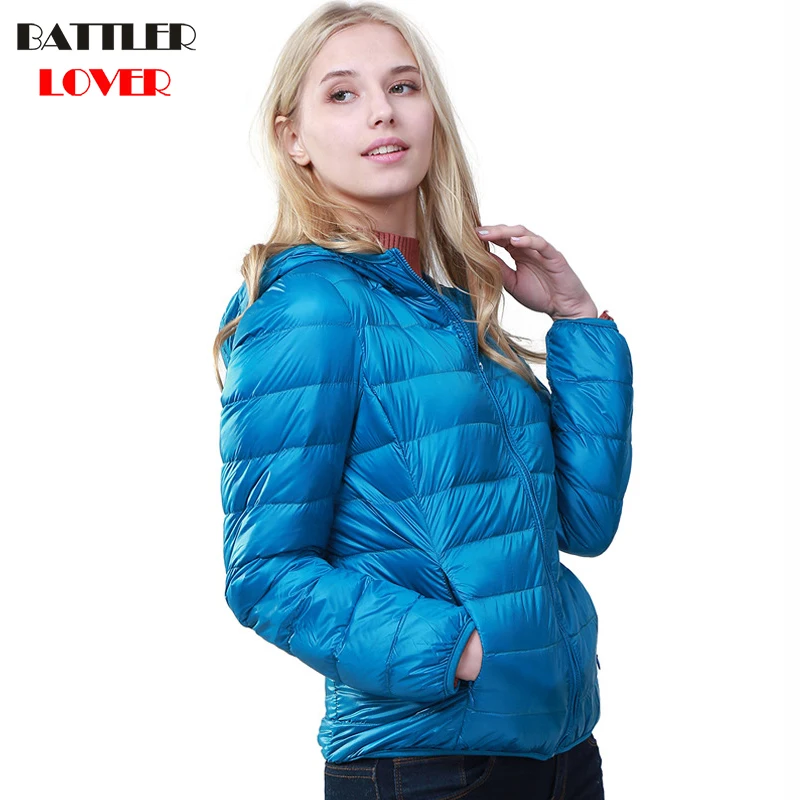 2019 Winter Women Ultra Light Down Jacket 90% Duck Down Hoody Jackets Long Sleeve Warm Coat Womens Parka Female Portabl Outwear