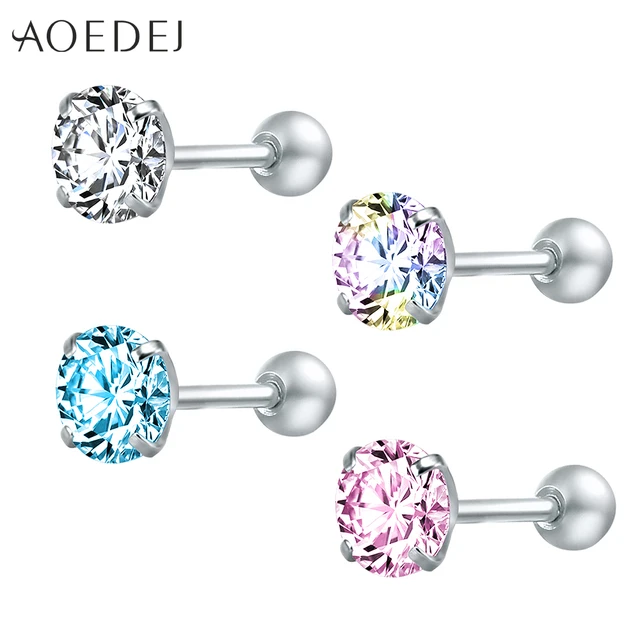 AOEDEJ 3-8mm Star Crystal Stud Earrings For Women Girls Stainless Steel Colored AOEDEJ 3-8mm Star Crystal Stud Earrings For Women Girls Stainless Steel Colored