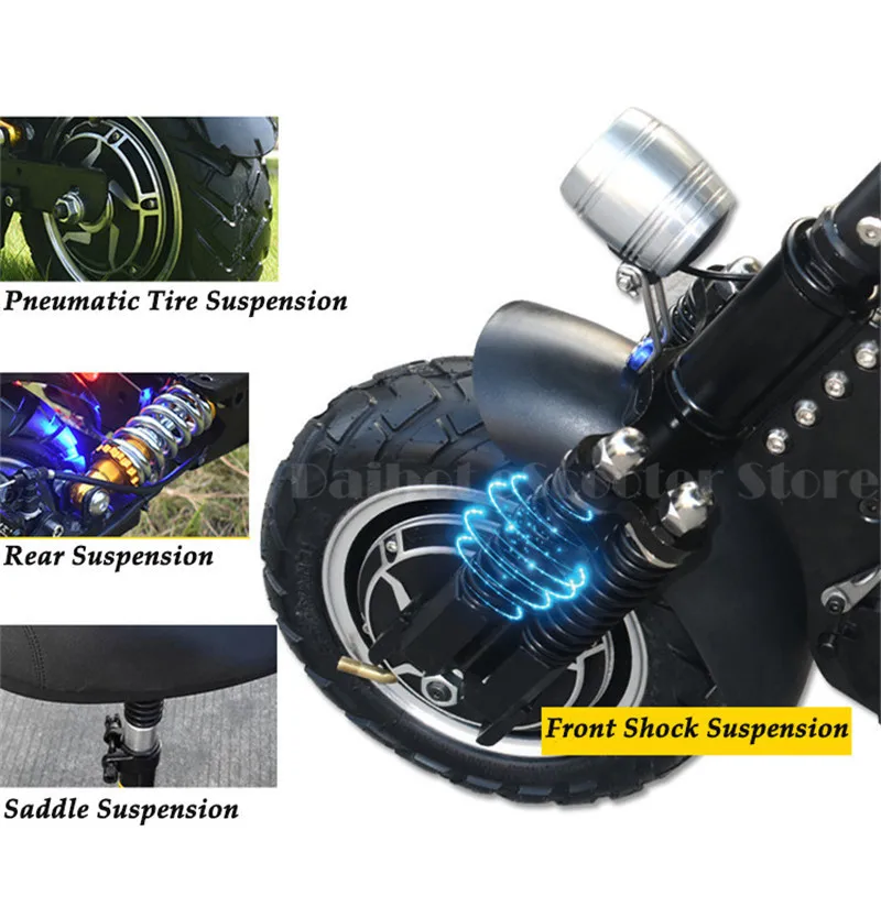 Daibot Kick Scooter For Adults Two Wheel Electric Scooters Double Drive 2400W Four Suspension Powerful Electric Bike 60V         (14)