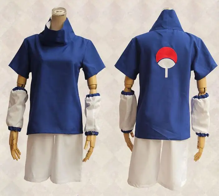 

New Naruto Akatsuki Sasuke Itachi Coat Orochimaru uchiha madara Uchiha Sasuke Cosplay Costume 3 in 1 top+shorts+oversleeve