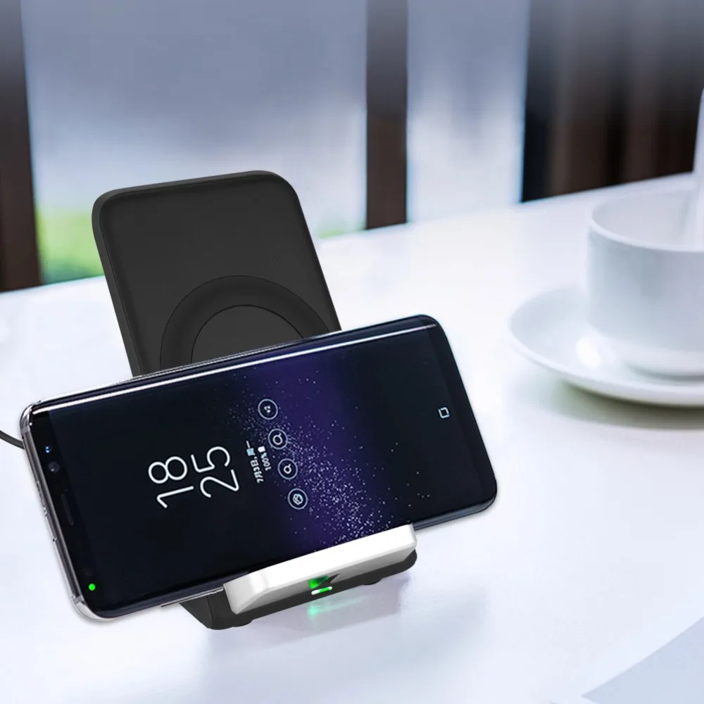 2 в 1 10 Вт Быстрое беспроводное зарядное устройство Qi для iPhone X 8 Plus быстрая Беспроводная зарядная подставка для samsung Note 8 5 S9 S8 Plus S7 S6 Edge