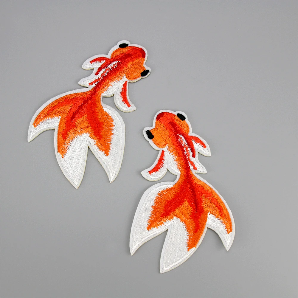 

1Pair Fish Embroidered Patches Stripes For Clothing Iron On DIY Patches Applique Stickers Clothes Sew Badges Patchwork