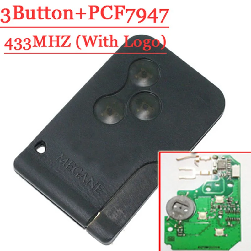 1 шт.) белая кнопка 3 кнопки дистанционного управления карты с pcf7947 чип для SENIC Megane CLIO& SCENIC дистанционного ключа карты