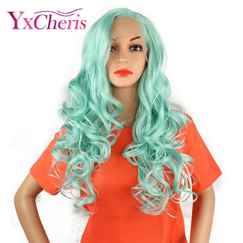 

Blue Lace Front Wig Synthetic Hair Wigs For Women Long Nature Silky Wave Wigs For Cosplay