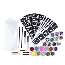 22x Colors Powder Temporary Fashionable Multi-Color Glitter Shimmer Tattoo Kit for Body Art Design Paint, Glue and Brushes 22x Colors Powder Temporary Fashionable Multi-Color Glitter Shimmer Tattoo Kit for Body Art Design Paint, Glue and Brushes