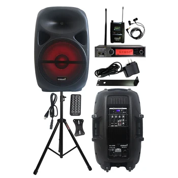 

STARAUDIO 15" PA DJ 2500W Powered RGB Light Speaker Active Speaker Stand 1CH Wireless UHF Headset Lapel Monitor Mic SCS-15RGB