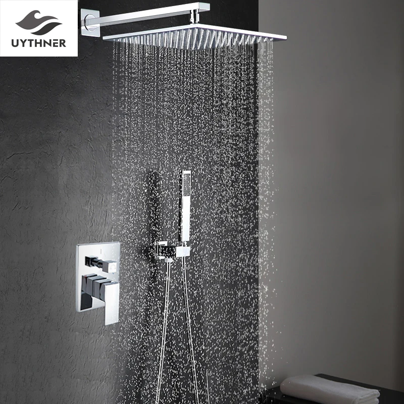 

Uythner Variety of Size Rainfall Shower Faucet Ceiling Mounted & Wall Mounted Mixer Tap Chrome Finish
