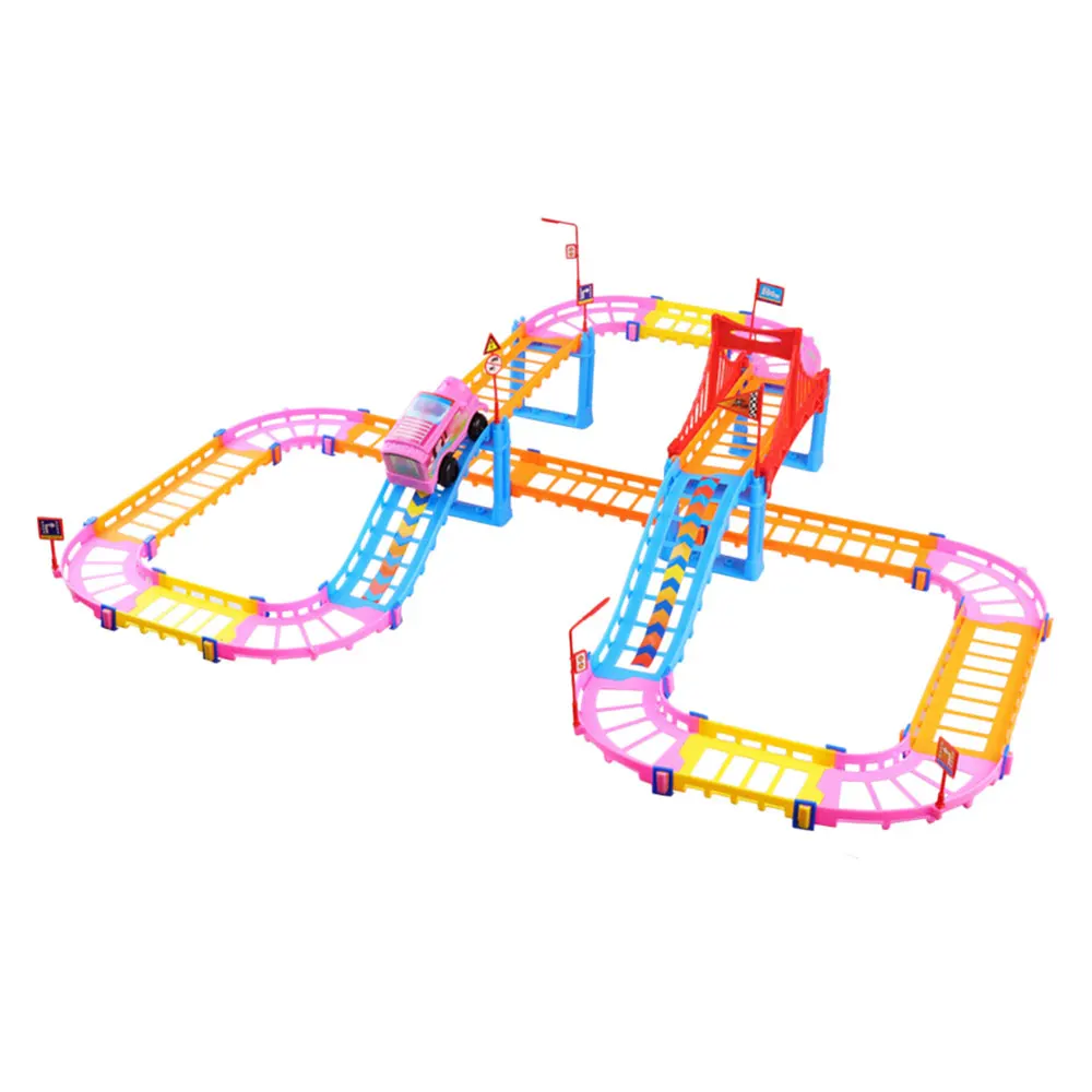 Пластиковый розовый рельсовый трек автомобильный трек игрушка обучающая развивающая забавная рука-мозг координации образовательная