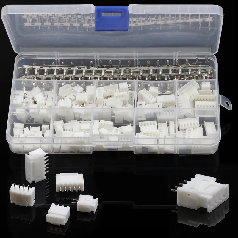 

100/350Pcs XH-2.54mm 2-6Pin Male&Female Cable Plug Header Adapter White Wire Housing Header Pin Jumper Connector Terminal Kit