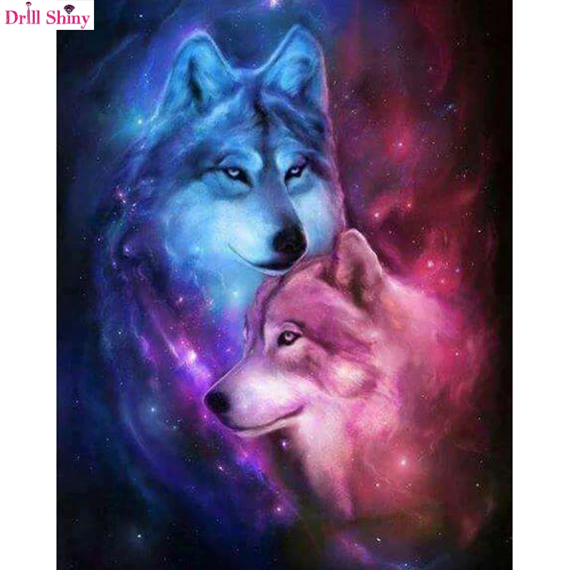 Drill Shiny Diamond embroidery wolf head 5D Diy Diamond