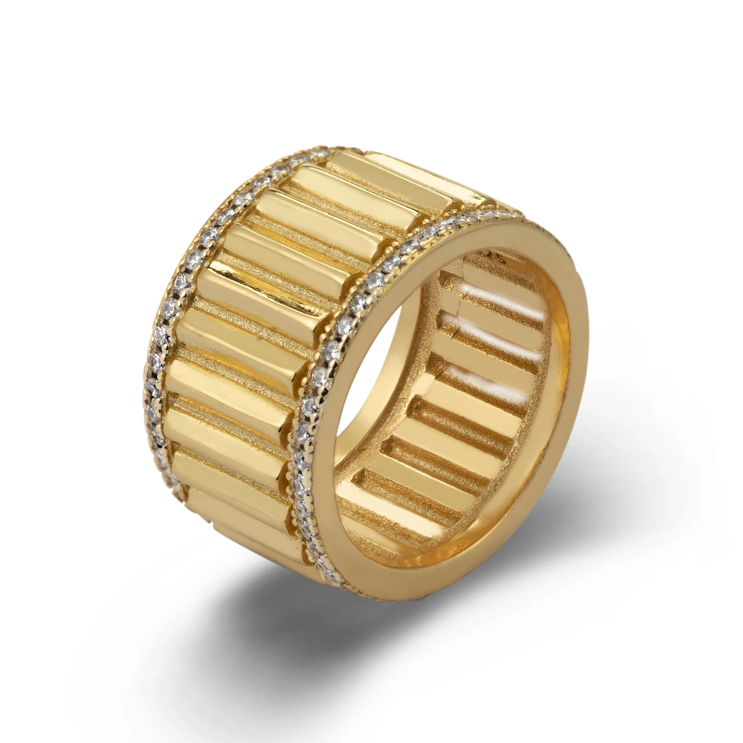 

Fashion n Hollow CZ Gear 925 Sterling Silver Wide Ring