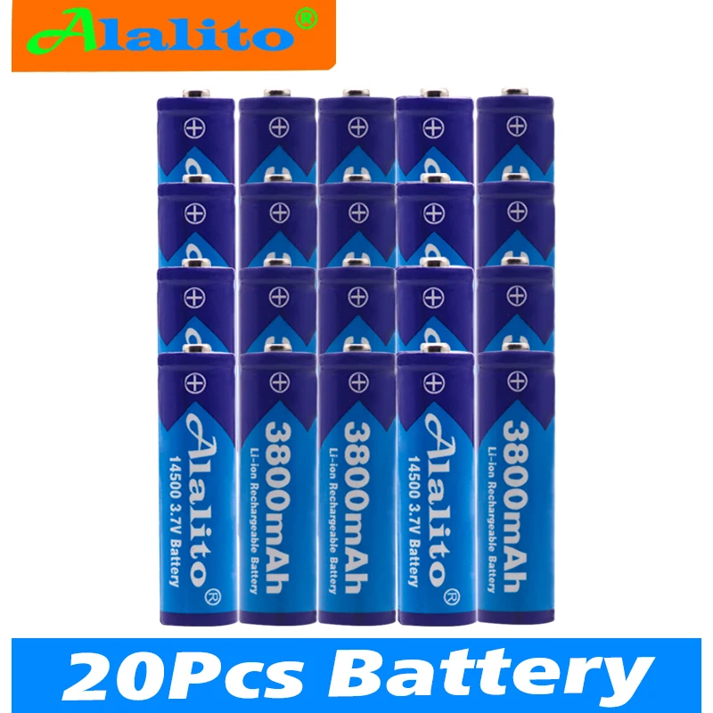 2-20 шт Alalito AA 14500 3800mah 3,7 V литий-ионная аккумуляторная батарея и светодиодный фонарик