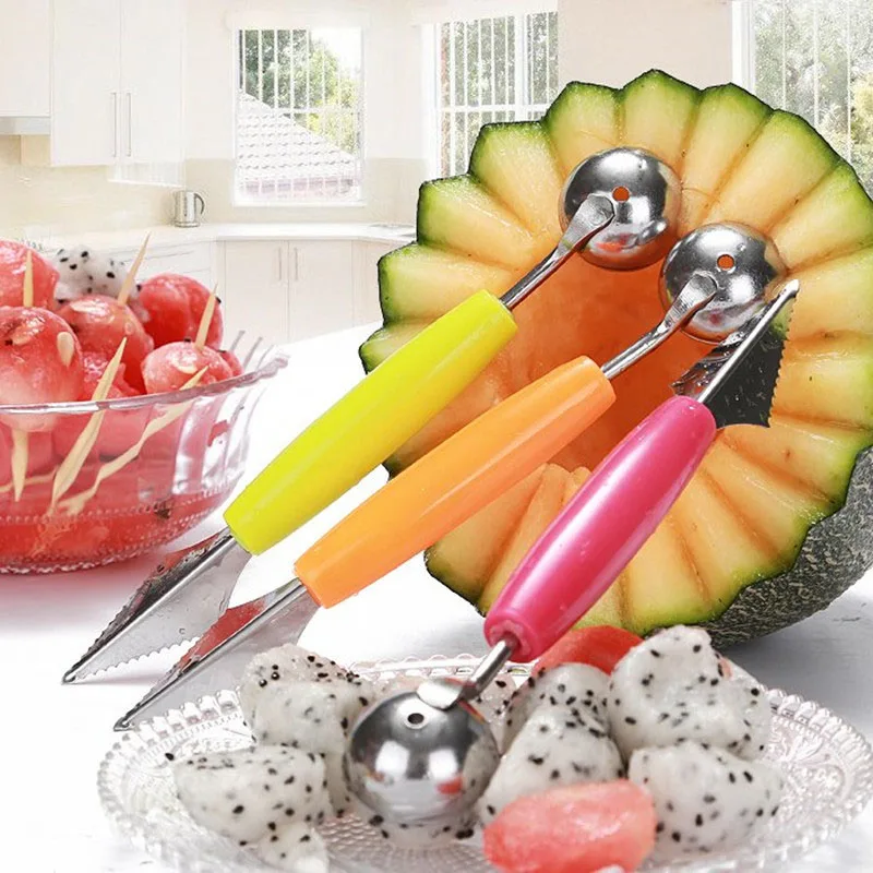 OnnPnnQ Double End Fruit Baller Carving Knife Stainless Steel Spoon