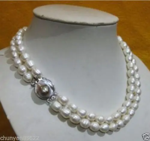 

Hot sale new Style >>>>>2 row 10-13MM AKOYA WHITE PEARL NECKLACE