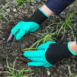 Дышащий Латекс Зеленый Садовые перчатки кончиками пальцев когти копания и завод безопасный для розы Обрезка перчатки варежки перчатки для