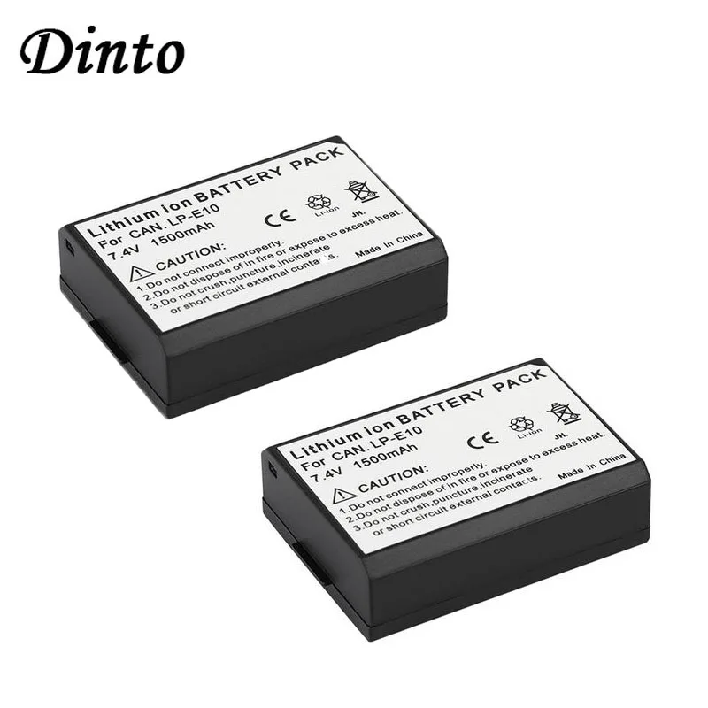 Dinto 2 шт. LP-E10 LPE10 LP E10 1500 мАч 7 4 В замена цифровой Камера Батарея для однообъективной