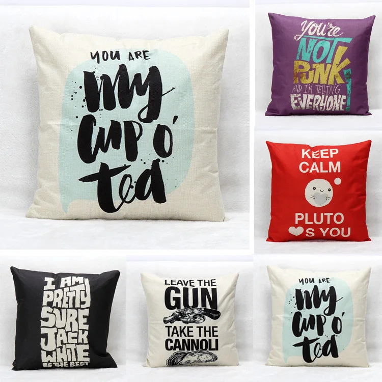 Fashion Vintage Retro Letter Pillow Case Comfortable Cotton Linen