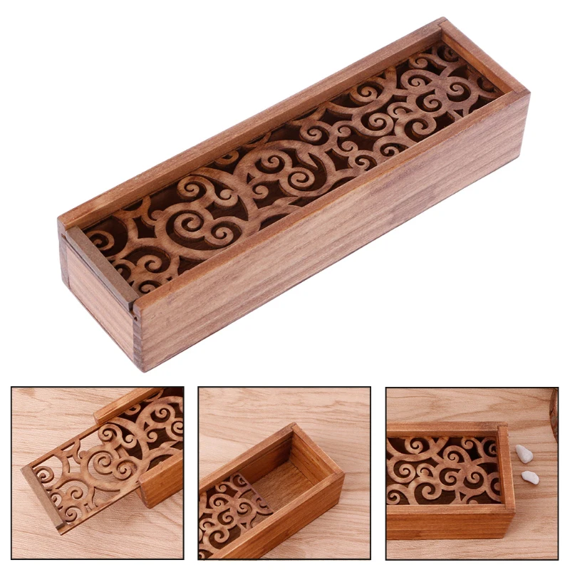 

2019 New Fashion Retro Box Hollow Wooden Pencil Case Storage Box Students Cute Wooden Pencil Box Storage Organizer Wooden Box