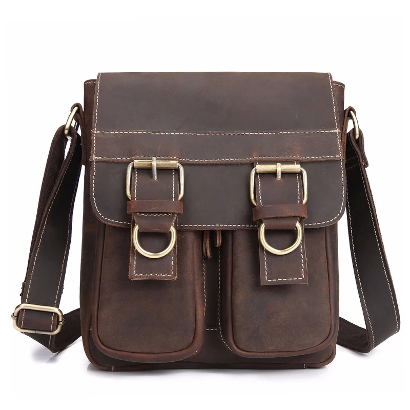 Ipad Vintage Kuh Männer Crossbody Umhängetasche Leder brown Horse Schulter Crazy Für Tasche Dark Echtem Brown Arbeit 1wdwPq4xF