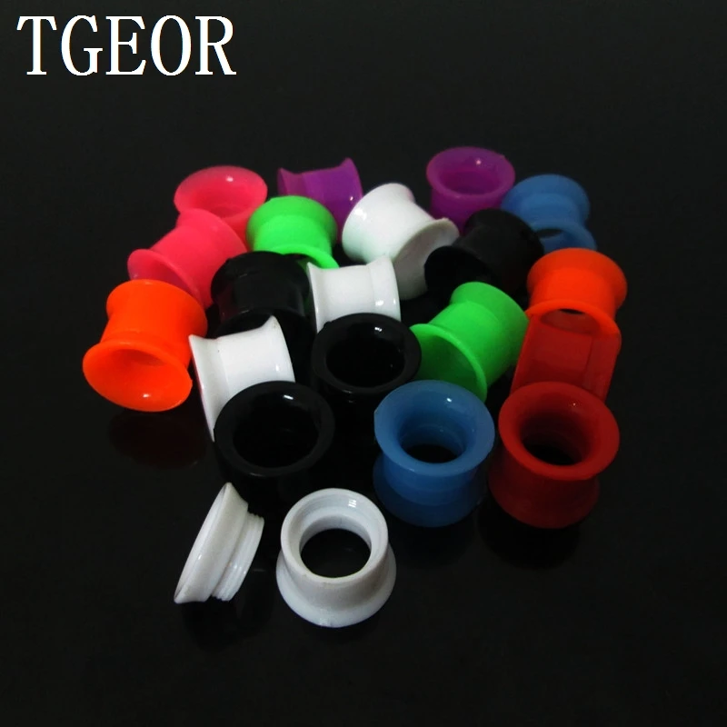 

NICE piercing jewelry 1 pair mixed gauges and colors ear expander acrylic double flare internally thread ear tunnels
